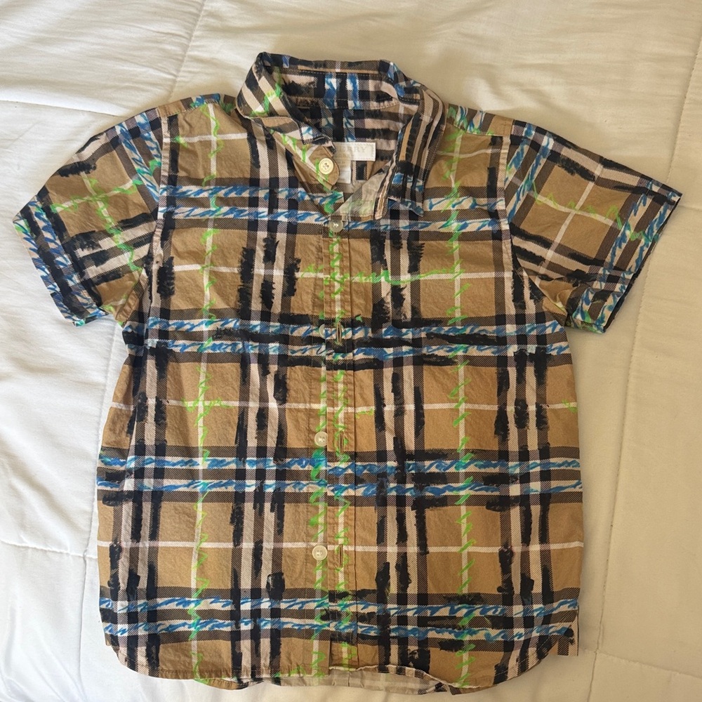Plaid Kids Shirt - Brown and Green
